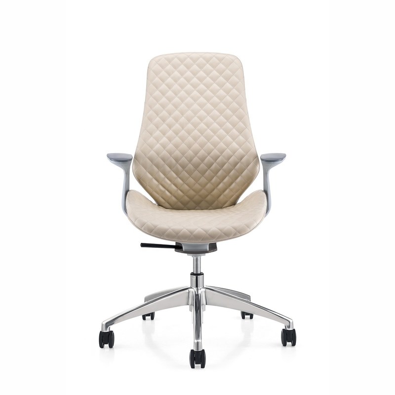 Luxury White Frame Office Chair Comfortable Boss Reclining Swivel Chair for Executive